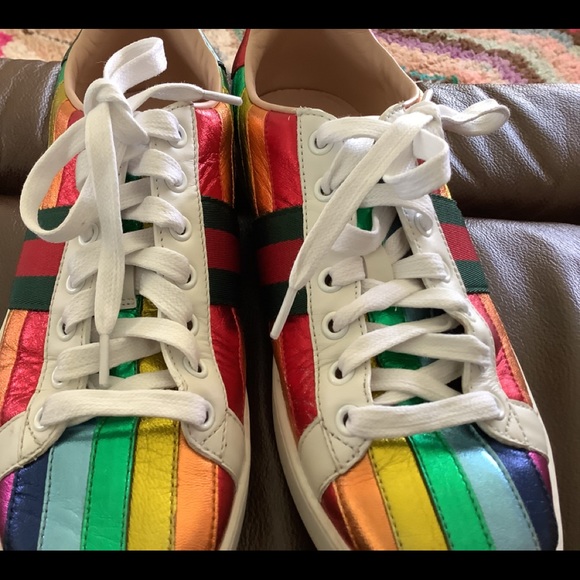 Gucci Ace Metallic Rainbow Sneakers - Picture 6 of 10
